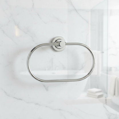 AM7471 Modern Oval Chrome Wall-Mounted Towel Ring
