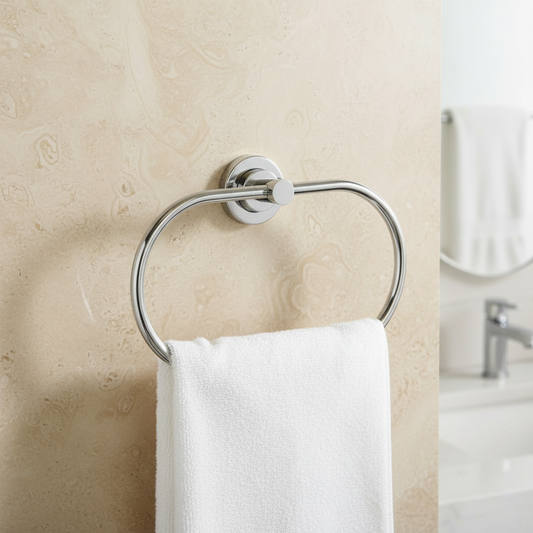 AM7471 Modern Oval Chrome Wall-Mounted Towel Ring