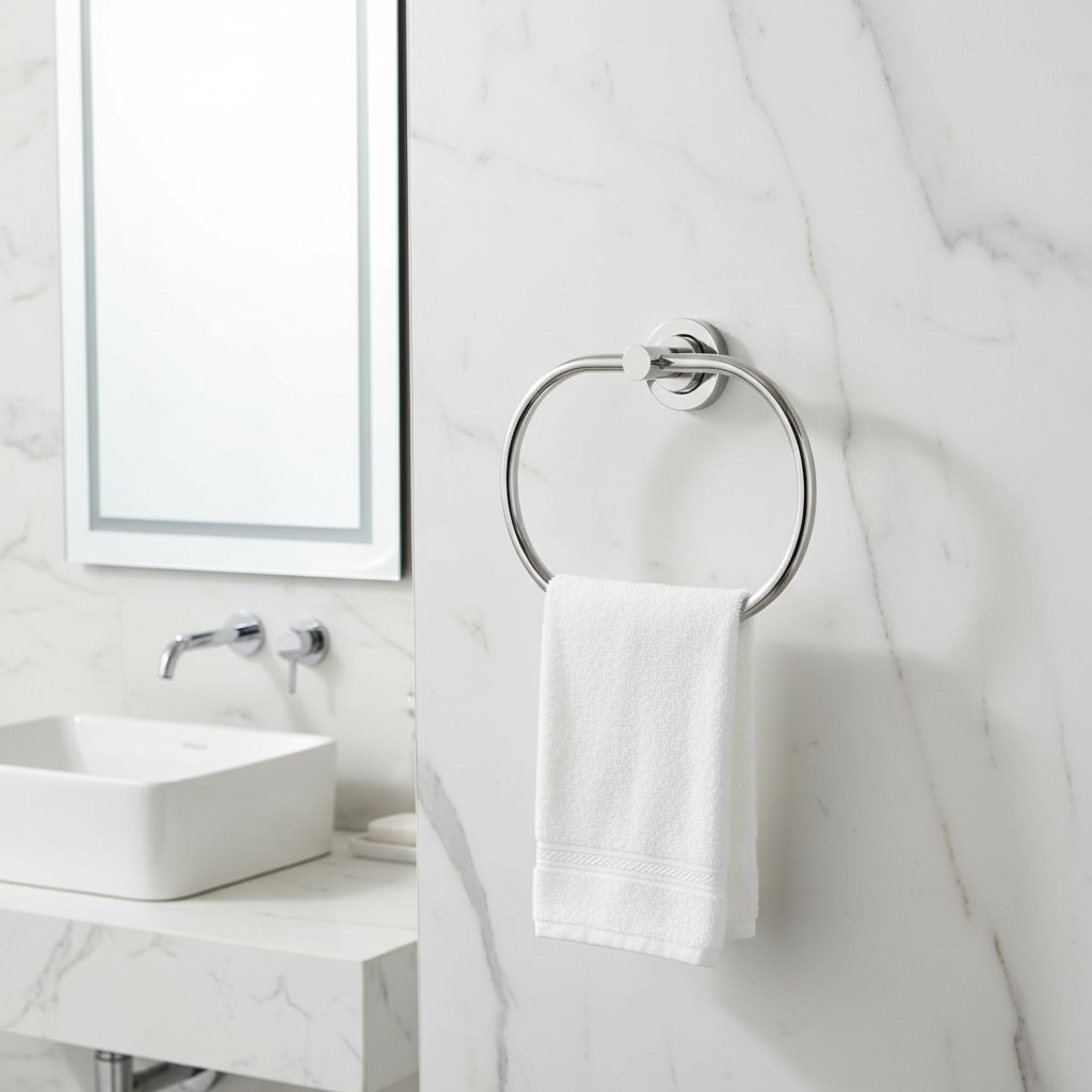 AM7471 Modern Oval Chrome Wall-Mounted Towel Ring