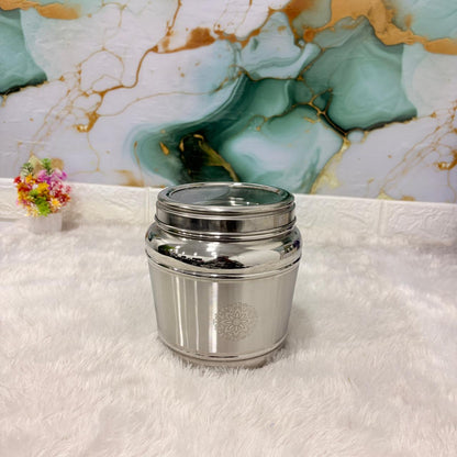 AM7490 Madhuram Marigold Stainless Steel Storage Jar with Transparent Lid (No.2)