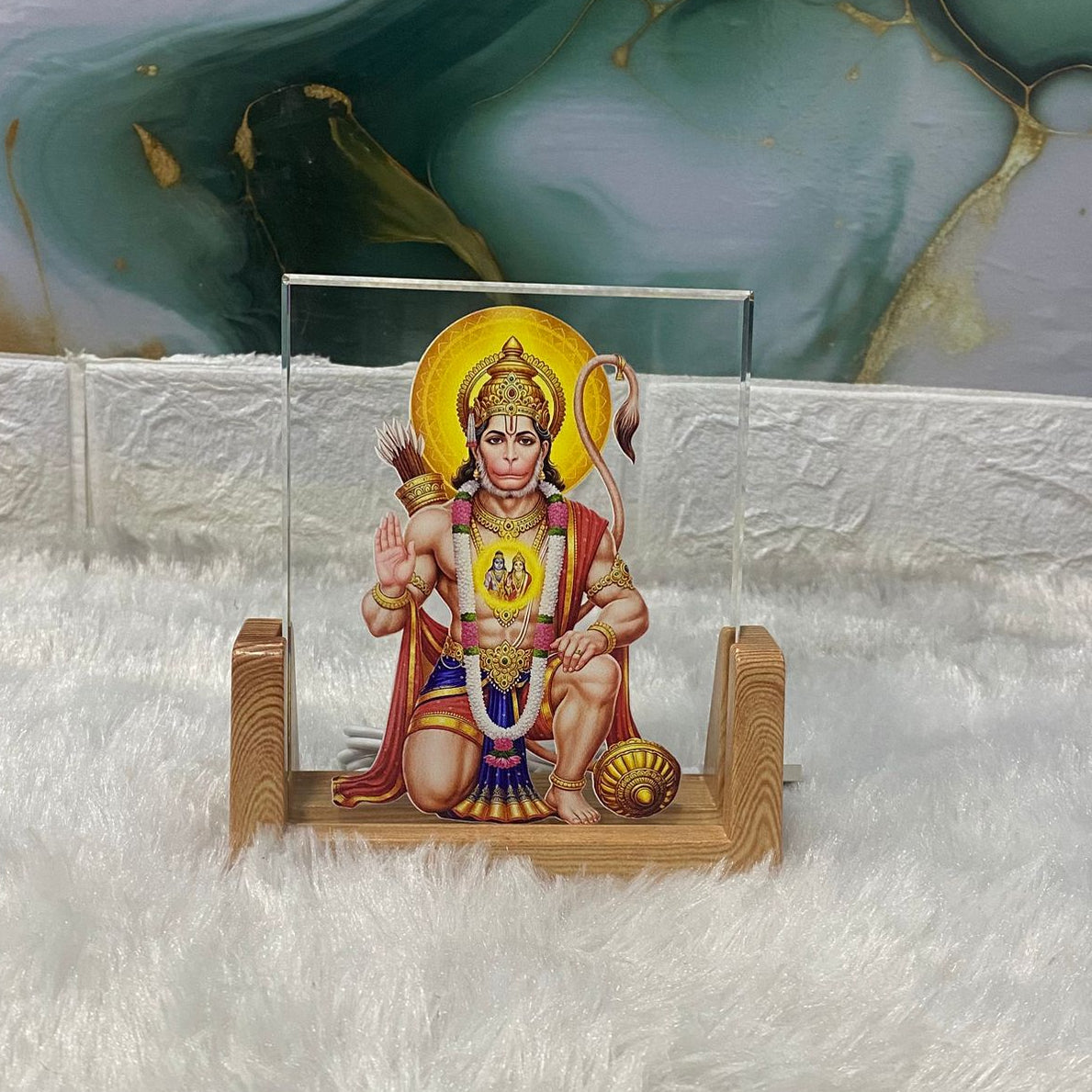 AM7456 Lord Shiva 3D Illusion LED Night Light with Wooden Base Decor