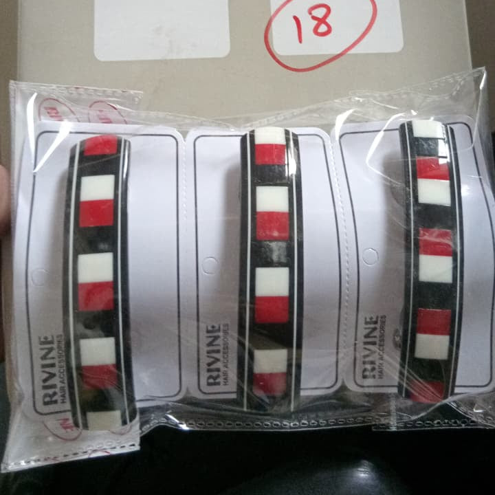AM6393 Black and White Marbled Resin Barrette Hair Clip - 1pc