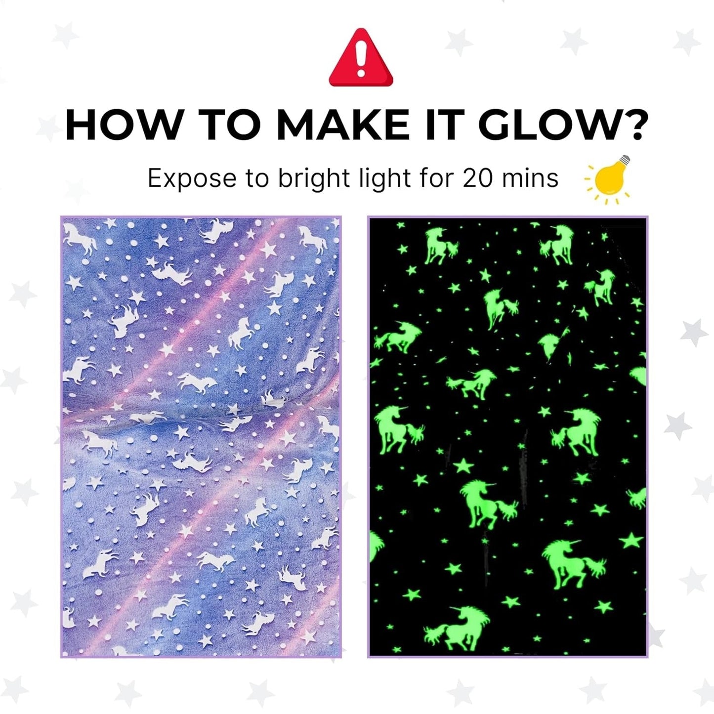 AM7557 Magic Glow in the Dark Super Soft Plush Blanket for Kids (1-Pcs) 6*5.5 ft