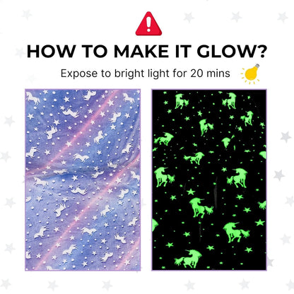 AM7557 Magic Glow in the Dark Super Soft Plush Blanket for Kids (1-Pcs) 6*5.5 ft