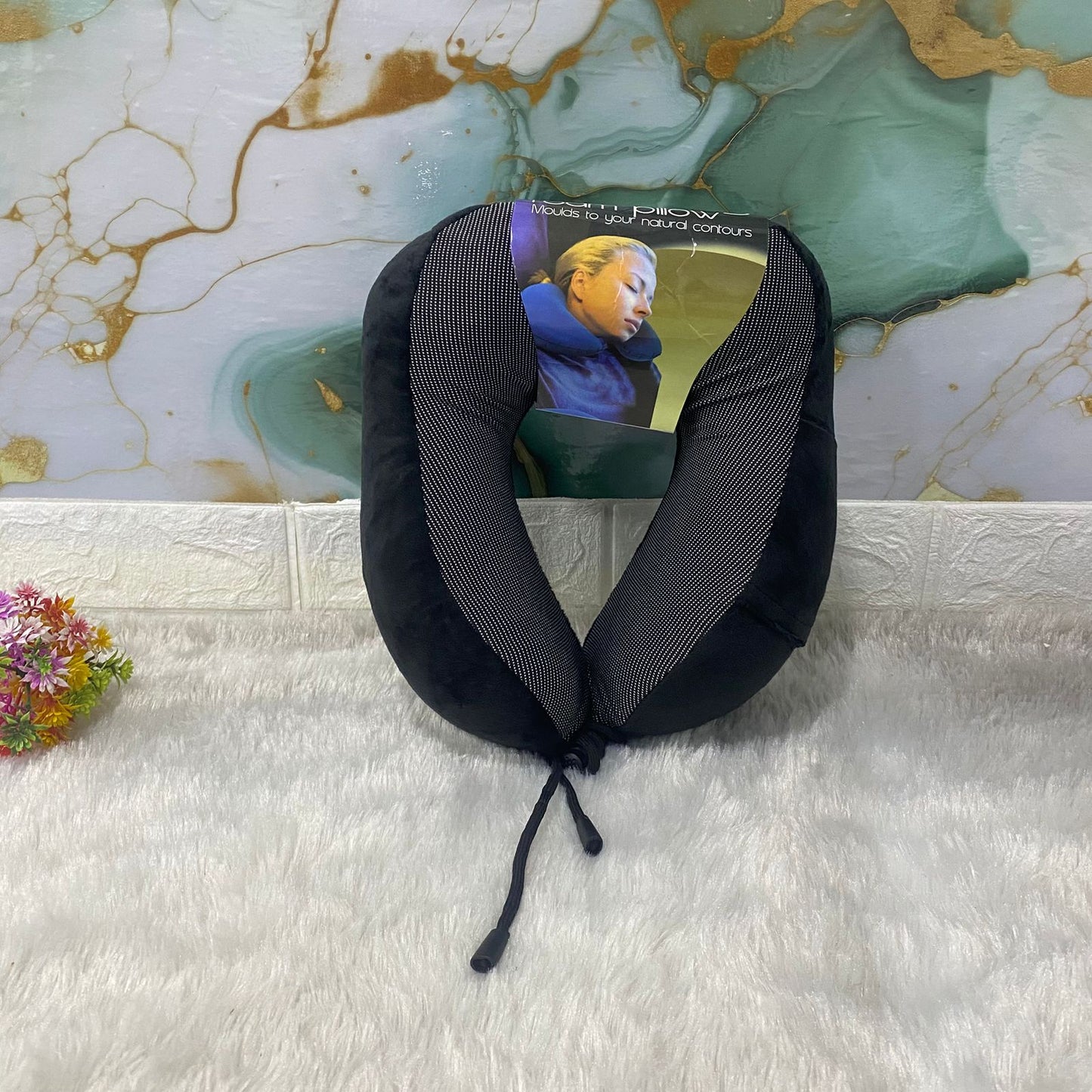 AM7555 Super Deluxe Memory Foam Travel Neck Pillow for Comfort and Support (1-Pcs)