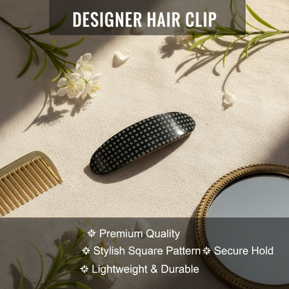 AM7569 Rivine Premium Matte Finish Tic Tac Hair Clips for Women & Girls - 1-Pcs (Black)