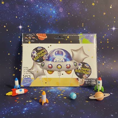 AM7677 Theme Foil Balloon Decoration Set Pack of Five for Kids Birthday Party Celebrations 1-Set