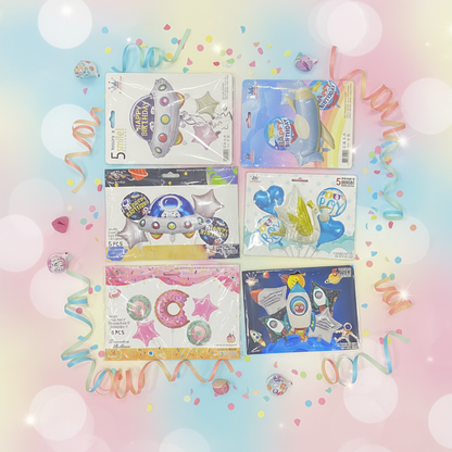 AM7677 Theme Foil Balloon Decoration Set Pack of Five for Kids Birthday Party Celebrations 1-Set