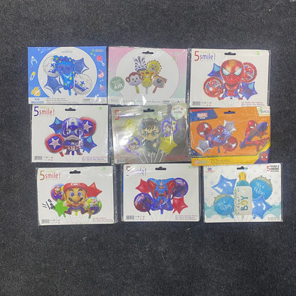 AM7677 Theme Foil Balloon Decoration Set Pack of Five for Kids Birthday Party Celebrations 1-Set