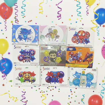 AM7677 Theme Foil Balloon Decoration Set Pack of Five for Kids Birthday Party Celebrations 1-Set