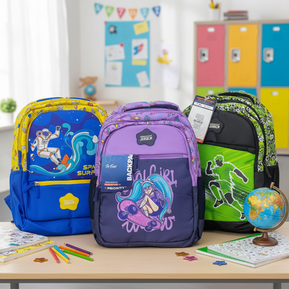 AM7607 Priority Skippy Kids School Bag Premium Frozen Character Print Multi Compartment Backpack