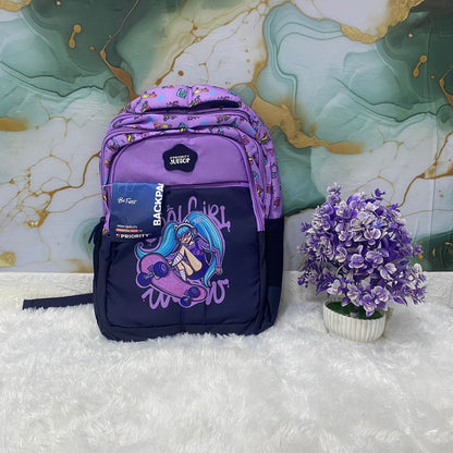 AM7607 Priority Skippy Kids School Bag Premium Frozen Character Print Multi Compartment Backpack
