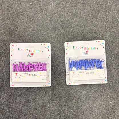 AM7682 Silver Happy Birthday Letter Cake Candles Set For Metallic Theme Cake Decoration Supplies