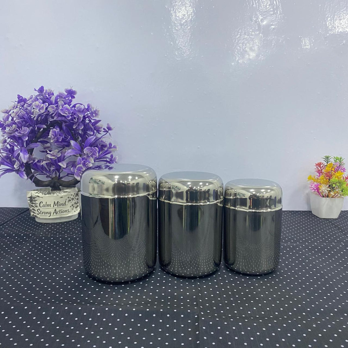 AM6009 Madhuram Stainless Steel Tea Sugar & Coffee Container (Pack of 3)