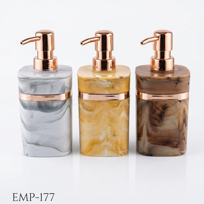 AM7786 ELEGANT MARBLE PATTERN SOAP DISPENSER WITH ROSE GOLD ACCENTS FOR MODERN BATHROOM DECOR