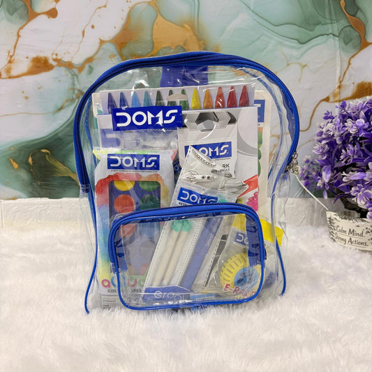 A06473 DOMS Smart Kit – Comprehensive 11-Piece Stationery & Art Set with Clear Backpack
