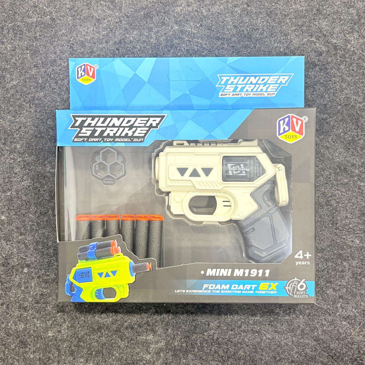 A06489 Thunder Strike Mini M1911 Foam Dart Toy Gun with 6 Darts