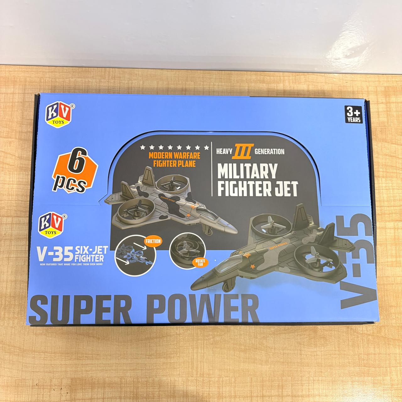A06487 V-35 Military Fighter Jet Toy – Friction Powered Modern Warfare Plane