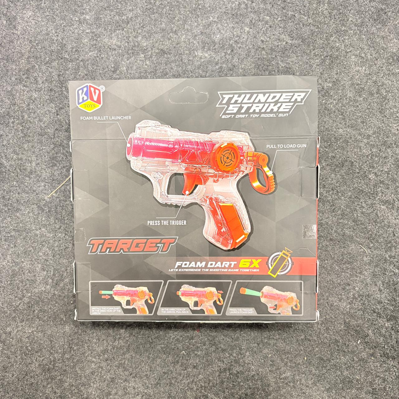 A06490 Thunder Strike Target Small Gun - Soft Foam Dart Toy Model Gun with 6 Darts
