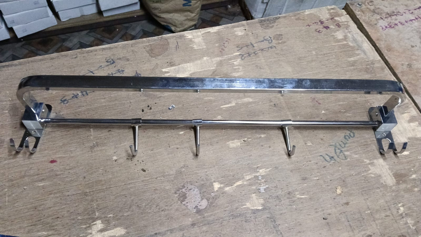 A06524 Stainless Steel Folding Towel Rack with Sliding Hooks (24 inch)