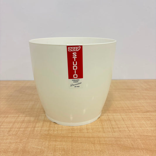 A06537 6-Inch Premium White Plastic Planter Pot (Pack of 1)
