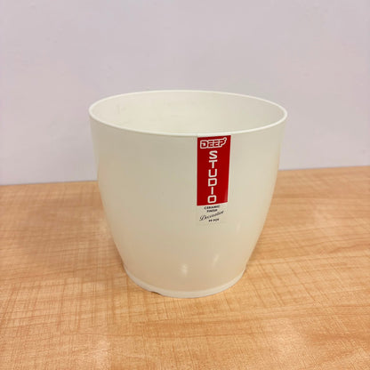 A06537 6-Inch Premium White Plastic Planter Pot (Pack of 1)