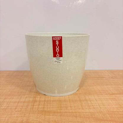 A06538 8-Inch Premium White Plastic Planter Pot (Pack of 1)