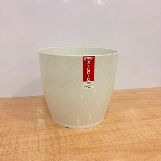 A06538 8-Inch Premium White Plastic Planter Pot (Pack of 1)