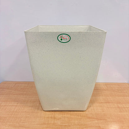 A06544 Alpha Greens 18-Inch Square Premium Plastic Planter Pot (White/Speckled)