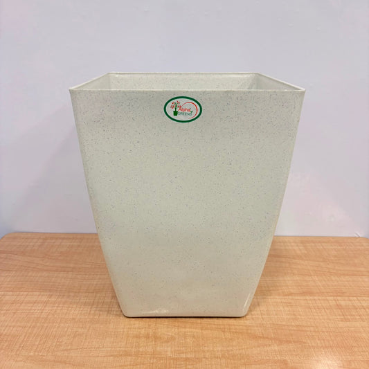 A06544 Alpha Greens 18-Inch Square Premium Plastic Planter Pot (White/Speckled)