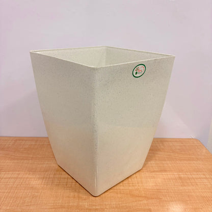 A06544 Alpha Greens 18-Inch Square Premium Plastic Planter Pot (White/Speckled)