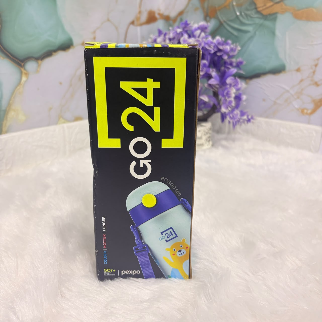 AM6485 Pexpo Poggo 500 Insulated Kids Water Bottle with Sipper Cap and Cartoon Design