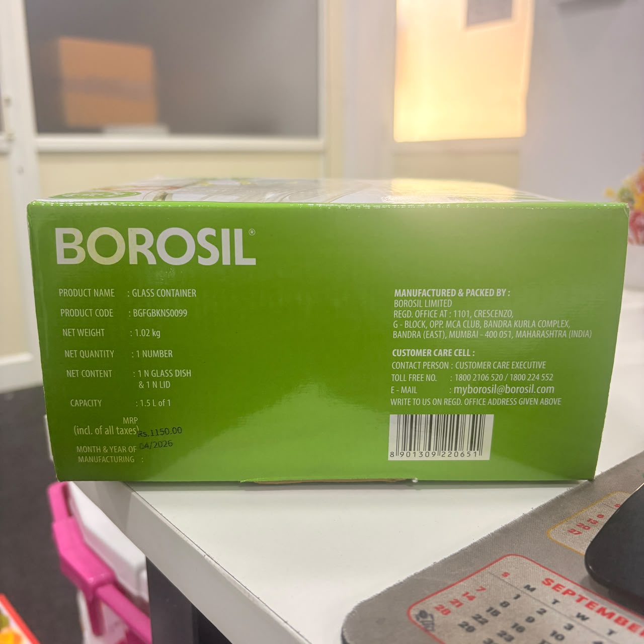 AM6198 Borosil Klip N Store Round Glass Container - 1.5 Ltr with Air Tight Lid