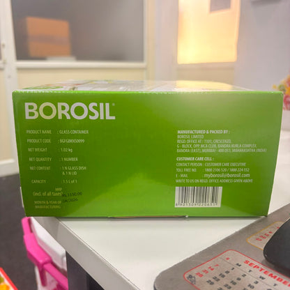 AM6198 Borosil Klip N Store Round Glass Container - 1.5 Ltr with Air Tight Lid