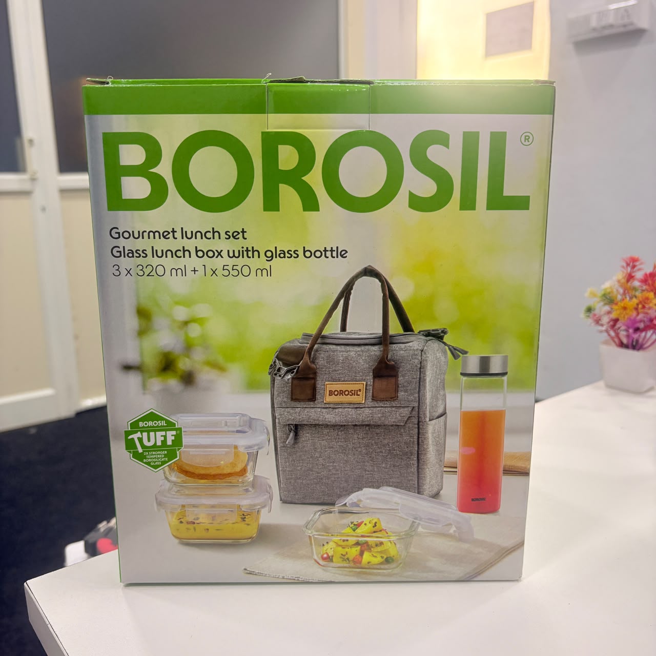 AM6174 Borosil Gourmet Square Glass Lunch Box Set