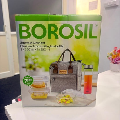 AM6174 Borosil Gourmet Square Glass Lunch Box Set