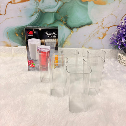 AM2103 Plastic Square Taquilla Glass Set - 6 Pieces
