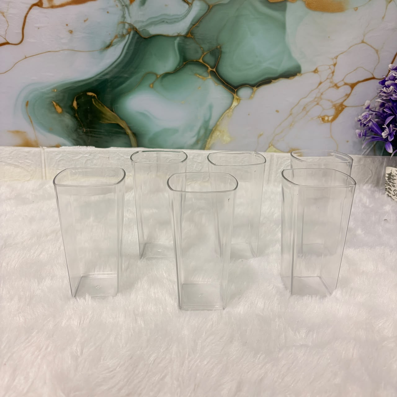 AM2103 Plastic Square Taquilla Glass Set - 6 Pieces