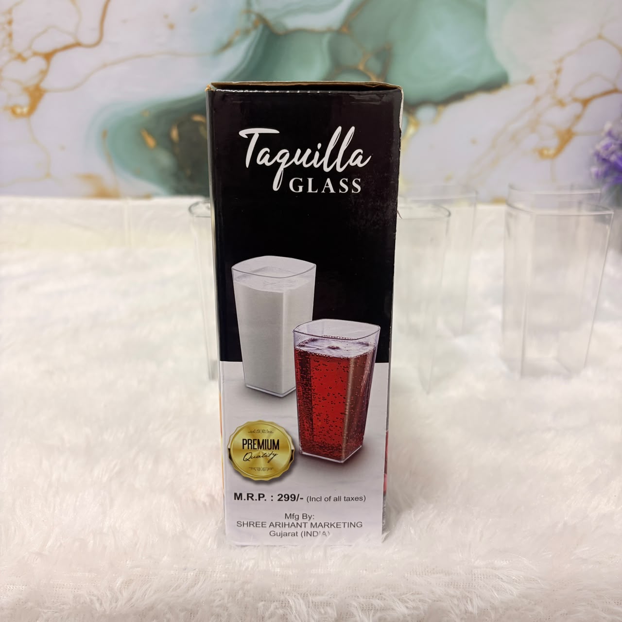 AM2103 Plastic Square Taquilla Glass Set - 6 Pieces