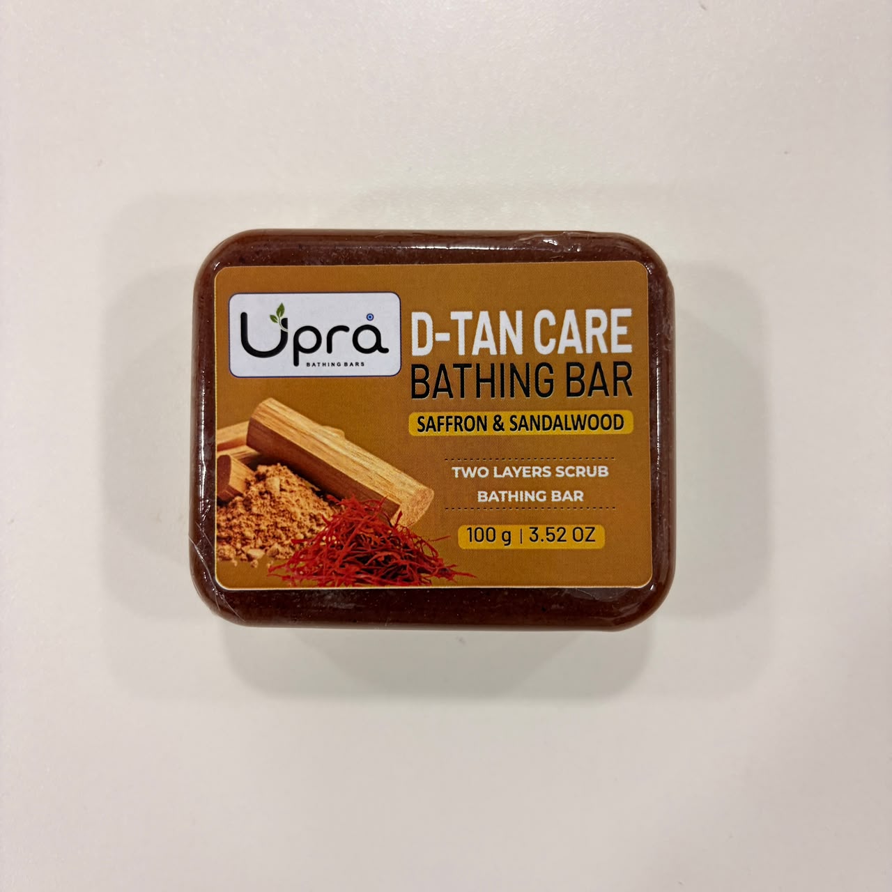 A06648 Upra Handmade D-Tan Care Bathing Soap – Saffron & Sandalwood (100g)