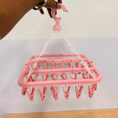 A06600 Plastic Folding Cloth Dryer Clip Hanger with 32 Clips