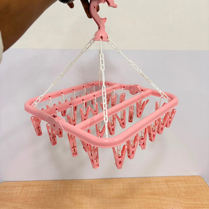 A06600 Plastic Folding Cloth Dryer Clip Hanger with 32 Clips