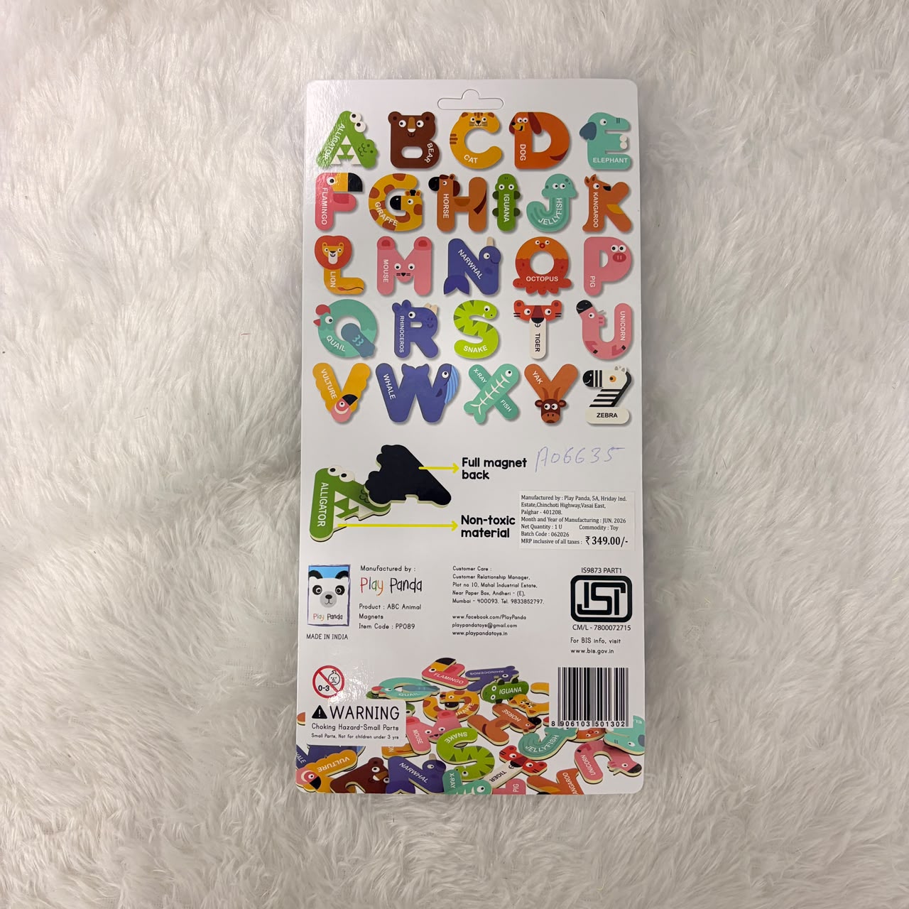 A06635 ABC Animal Themed Capital Letters Magnets (Item No : PP089)