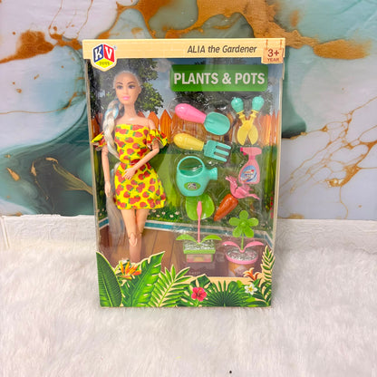 A06632 Alia the Gardener Doll Set with Plants & Pots Accessories (Item No : 4070)
