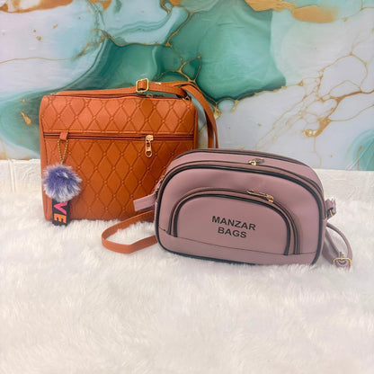 A06699 Mix Patterned Sling Bag with with Adjustable Strap & Multi-Zip Storage