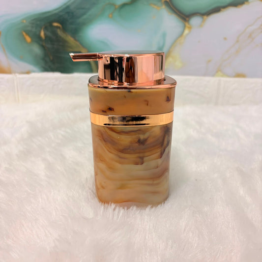 AM7786 ELEGANT MARBLE PATTERN SOAP DISPENSER WITH ROSE GOLD ACCENTS FOR MODERN BATHROOM DECOR