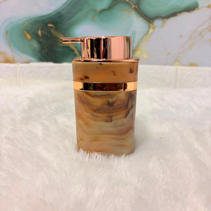 AM7786 ELEGANT MARBLE PATTERN SOAP DISPENSER WITH ROSE GOLD ACCENTS FOR MODERN BATHROOM DECOR
