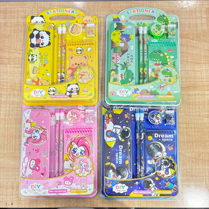 A06899 Kids Cute Cartoon Metal Pencil Box & Blister Stationery Gift Set with Mini Diary