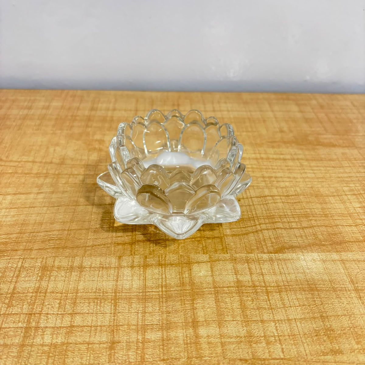A07049 3.5-Inch Crystal Glass Lotus Candle Holder for Home Decor & Festival Lighting