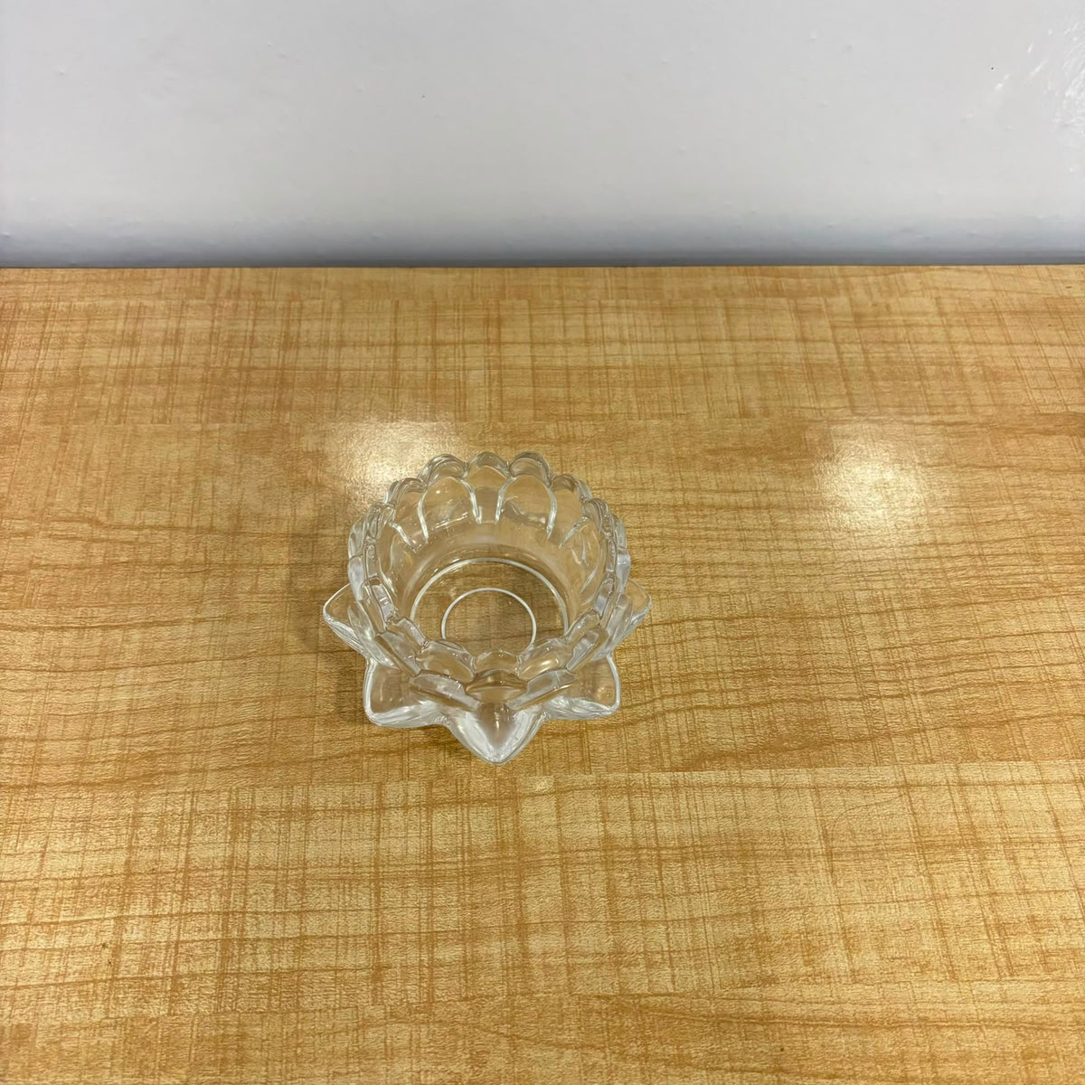 A07049 3.5-Inch Crystal Glass Lotus Candle Holder for Home Decor & Festival Lighting
